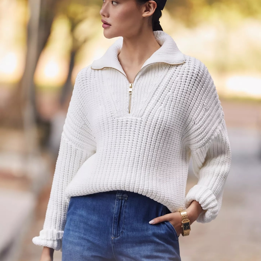 Varley White Knit Sweater